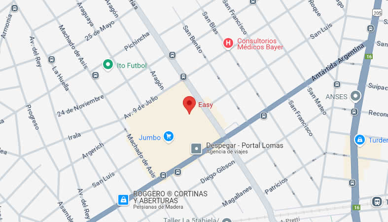 Ubicación de easy Lomas de Zamora en el mapa de calles